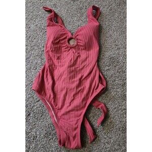NWT Kona Sol Medium  Women’s  Pink One Piece Padded Bra Swimsuit Tie Bac…